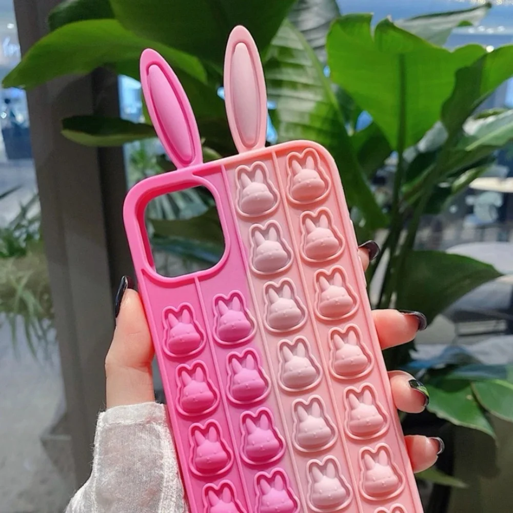 Cute Pink Ombre Bunny Pop-It Phone Case - Women Accessories